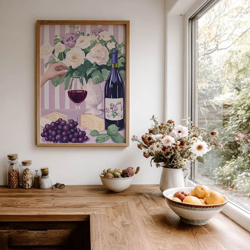 Floral Wine Archival Canvas Wall Art - Brown media 8