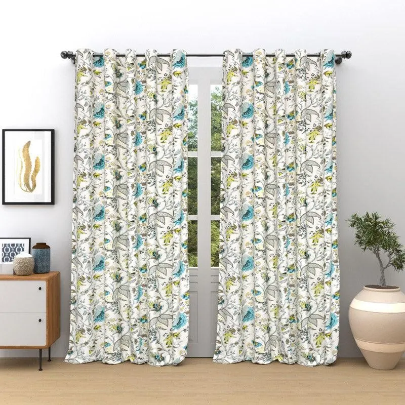 Mivaana Floral Curtain - Blue media 3