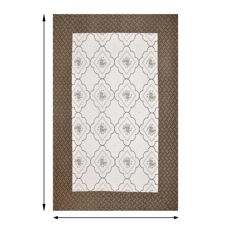 Pinga Ethnic Cotton Bedsheet (White,Brown) - 180 TC media 6