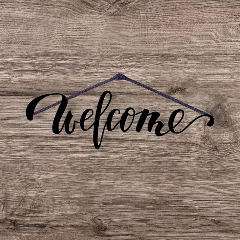 Welcome Typography Mild Steel Wall Accent media 1