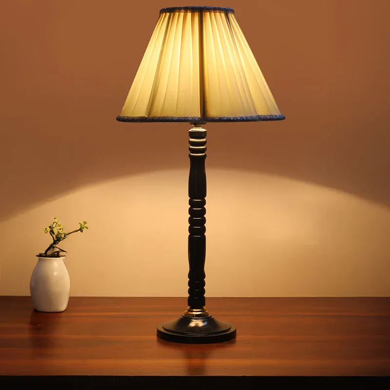 Foundry Light Table Lamp With Wooden Base - Ivory,Black media 2