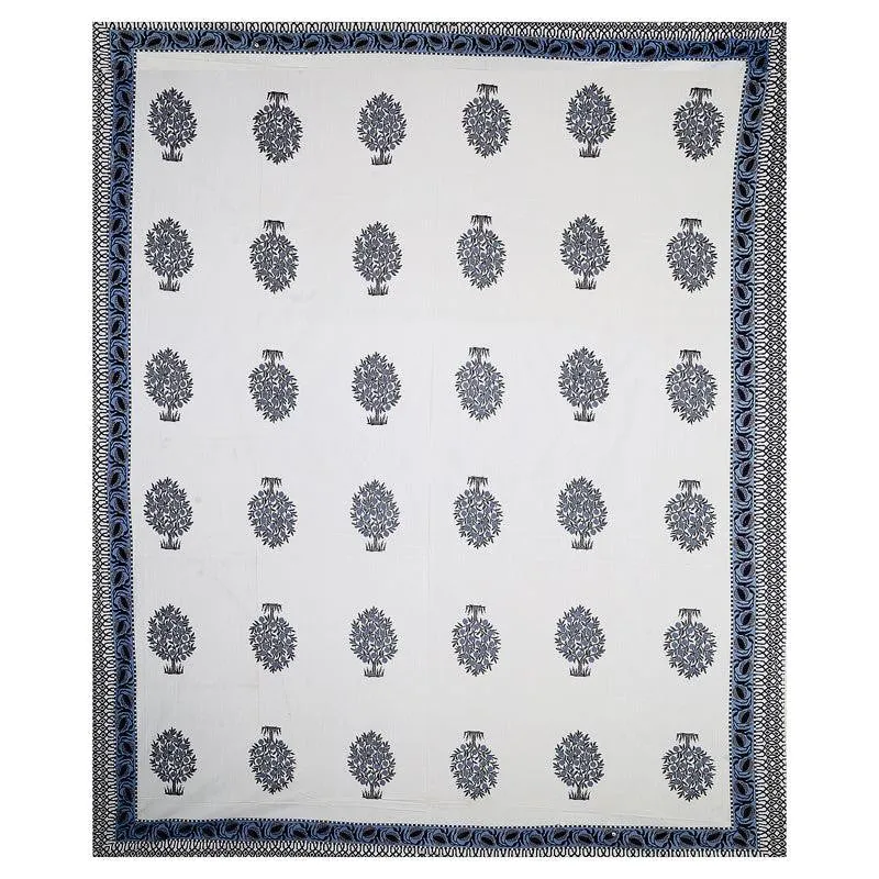 Chatur Floral Cotton Bedsheet (Blue) - 144 TC media 5