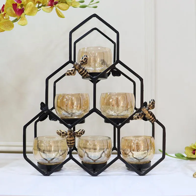 Hexova Comb Tealight Candle Holder - Black media 3