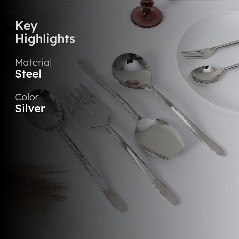Dune Hammered Serving Set (Silver) - Four Piece Set media 2