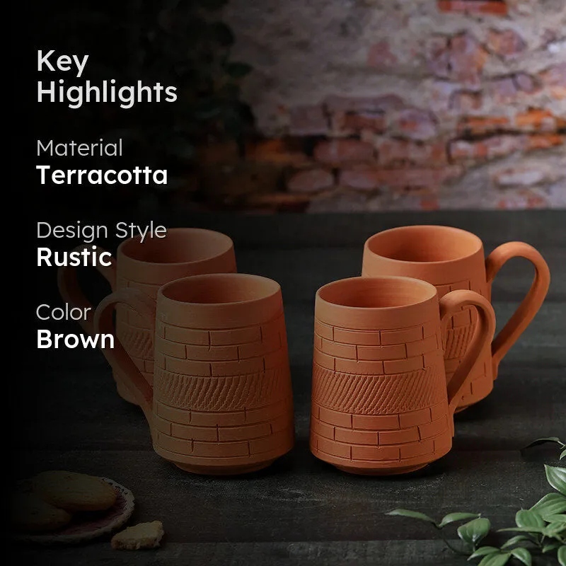Praharsha Terracotta Coffee Mug (400 mL Each) - Set of Four media 2
