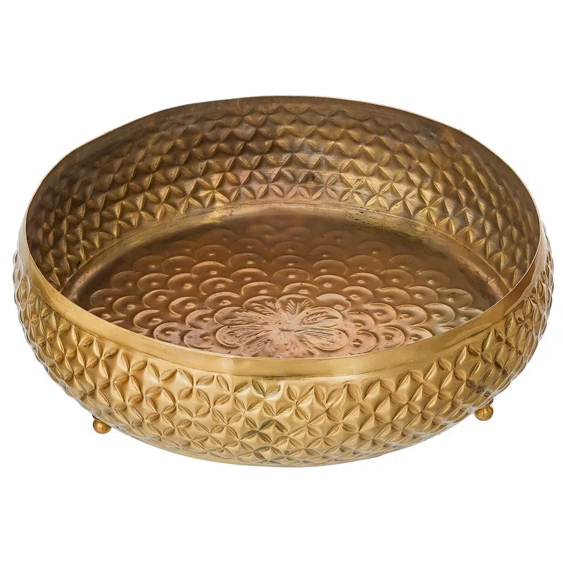 Artisan Hammered Metal Urli - Gold media 6