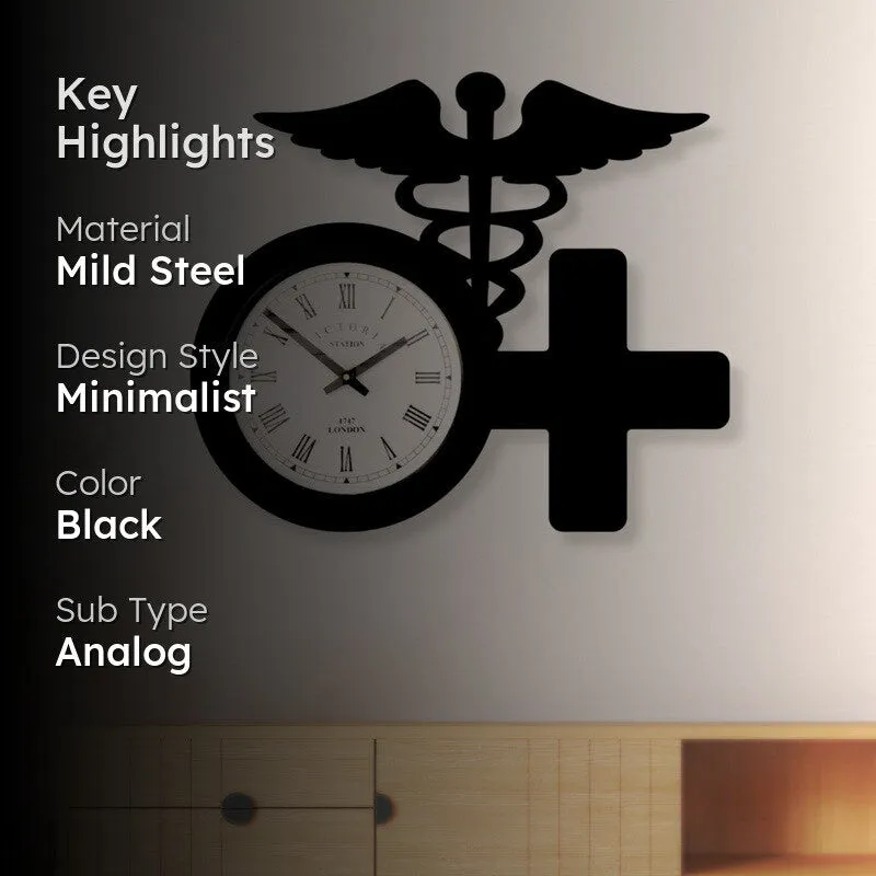 Health Steel Analog Wall Clock - Black media 2