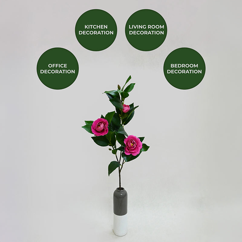 Edeina Artificial Rose Without Pot (Dark Pink) - 3 Feet media 4