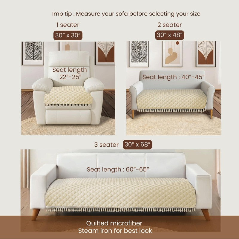 Urban Space Quilted Geometric Sofa Cover - Beige media 7