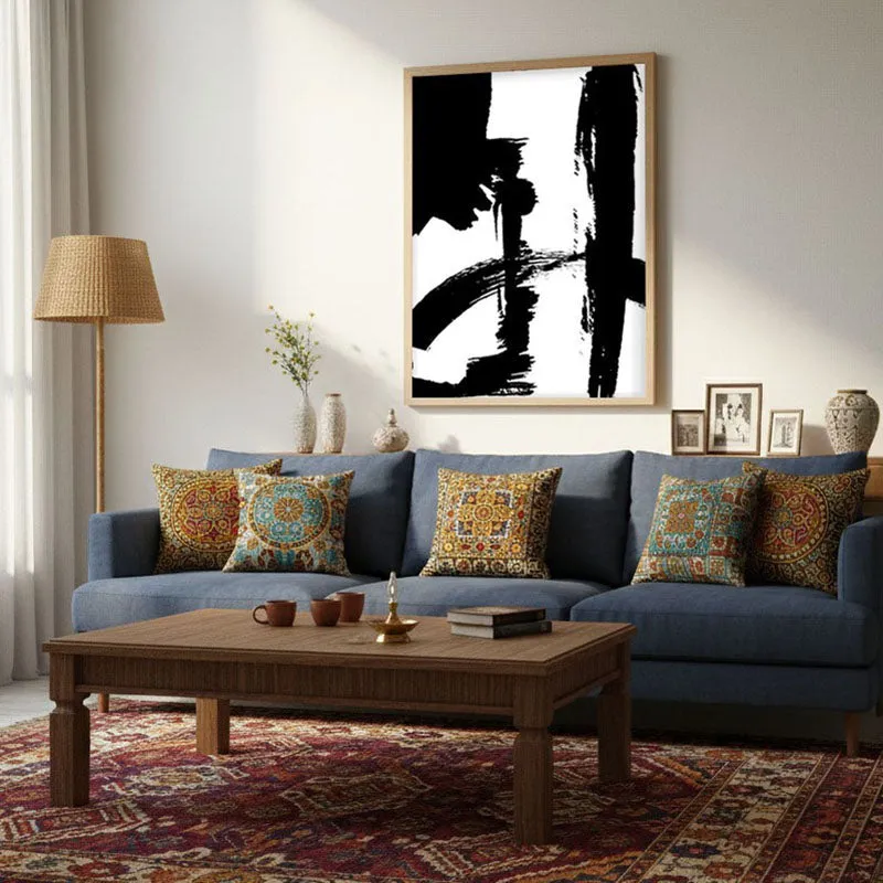 Strokes Of The Void Framed Canvas Archival Canvas Wall Painting - Natural Brown Frame media 3