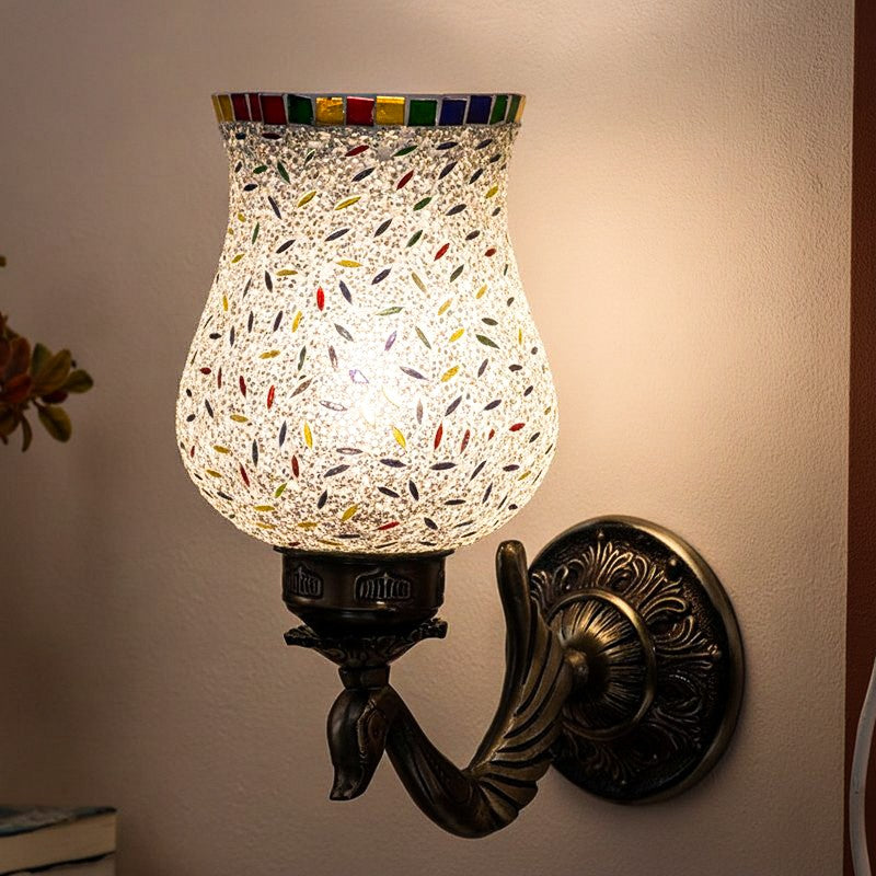Nira Retro Mosaic Glass & Metal Wall Lamp