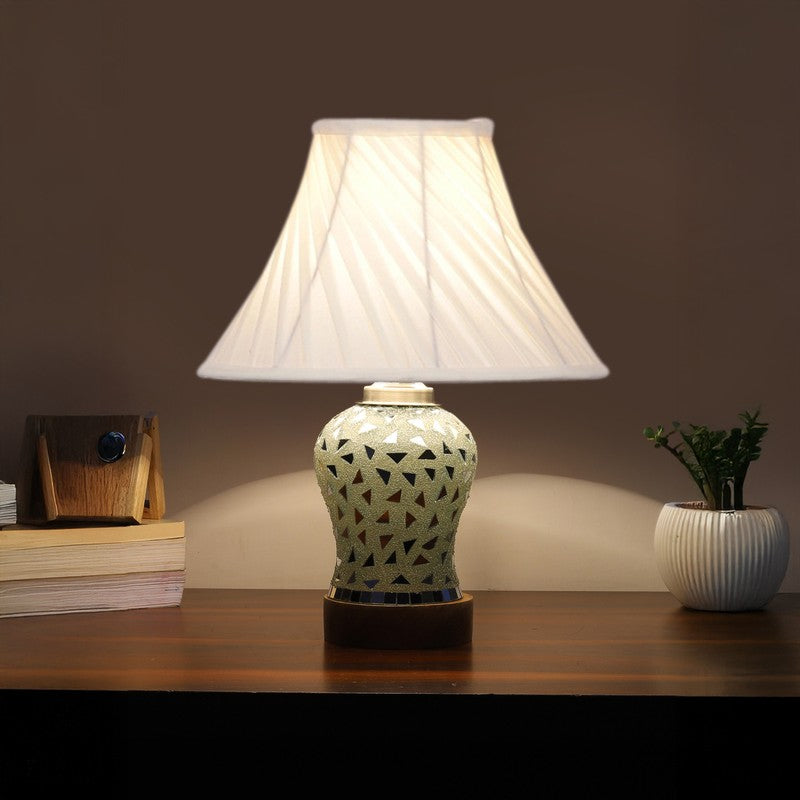 Liora I Pleated Wooden Table Lamp - Multicolor