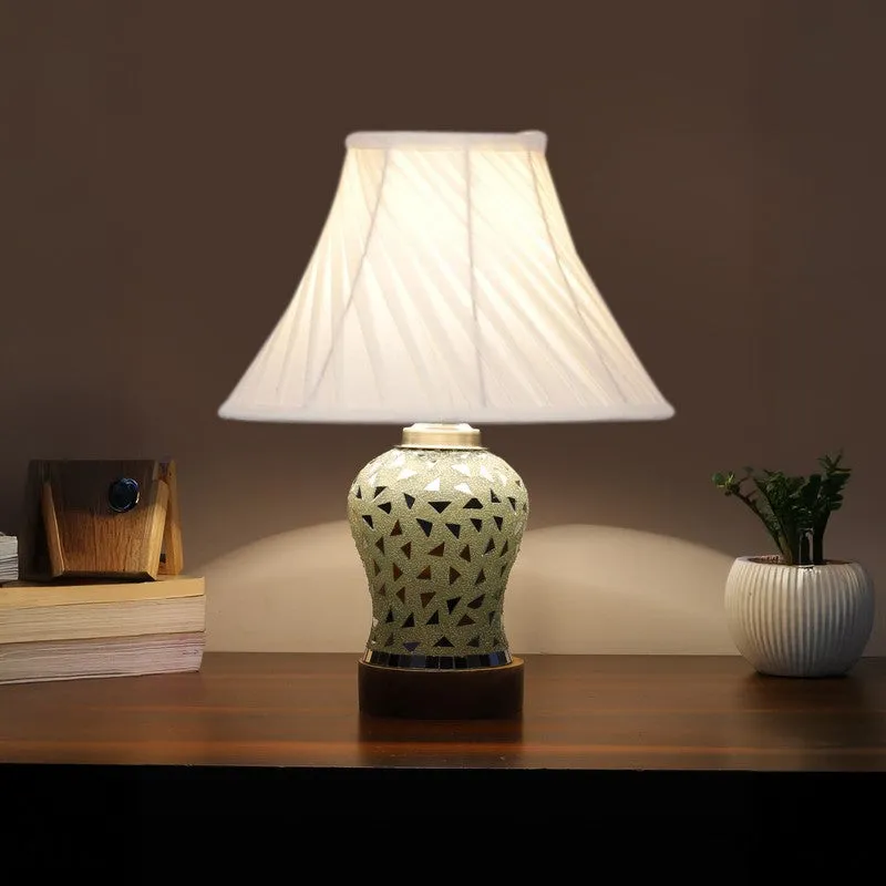 Liora I Pleated Wooden Table Lamp - Multicolor media 1