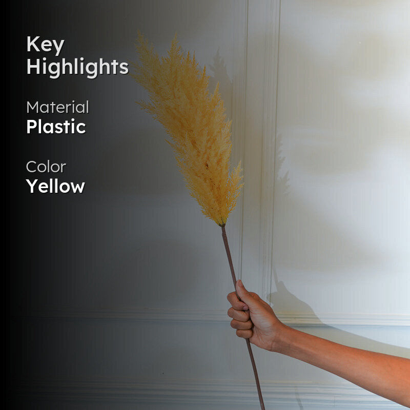 Faux Cortaderia Pampas Flower Stick (Yellow) - 45 CM media 2