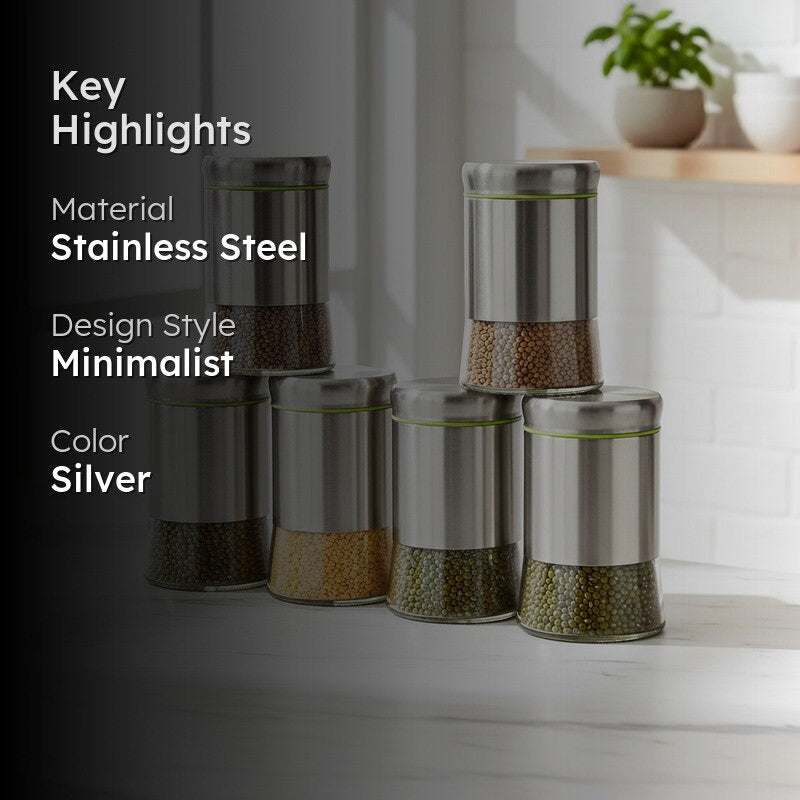 Clear Nest Stainless Steel Jar (550 mL Each) - Set Of Six media 2