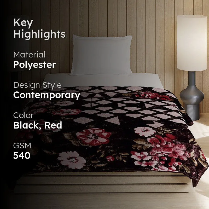 Monte Carlo Midnight Blossom Blanket (Black,Red)- 540 GSM media 2
