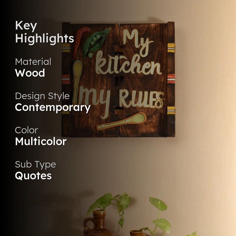 My Kitchen My Rules Wooden Wall Accent media 2