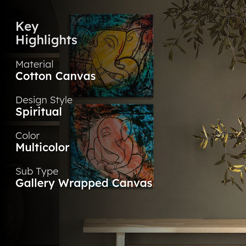 Ganesha Mantra Mural  Wall Art  - Set Of Two media 2