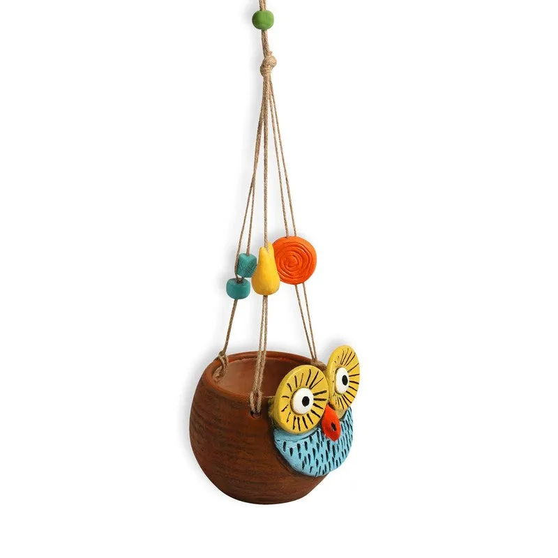 Hoot Pose Handpainted Hanging Planter media 4