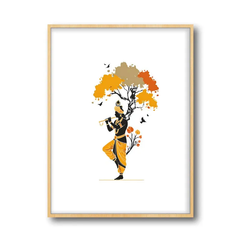 Murli Murari Lord Krihsna Archival Paper Wall Art - Natural Brown Frame media 5