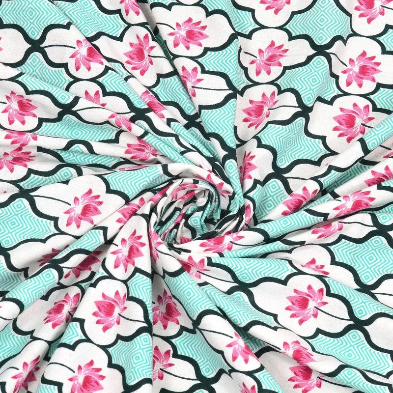 Patternza Cotton Bedsheet (Blue,Pink) - 240 TC media 5