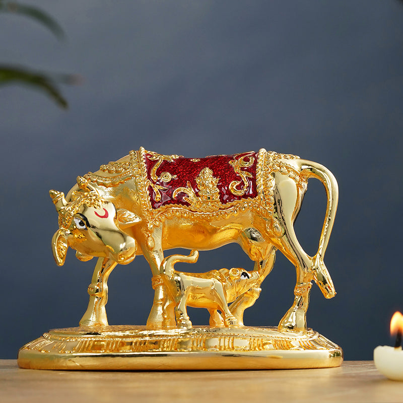 Kamadhenu Polyresin Idol - Gold