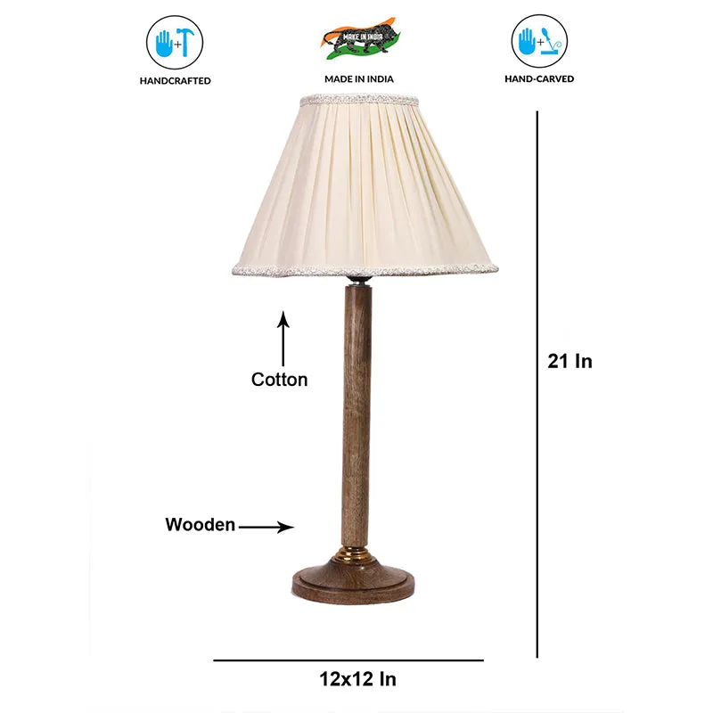 Petal Table Lamp With Wooden Base - Ivory,Brown media 4