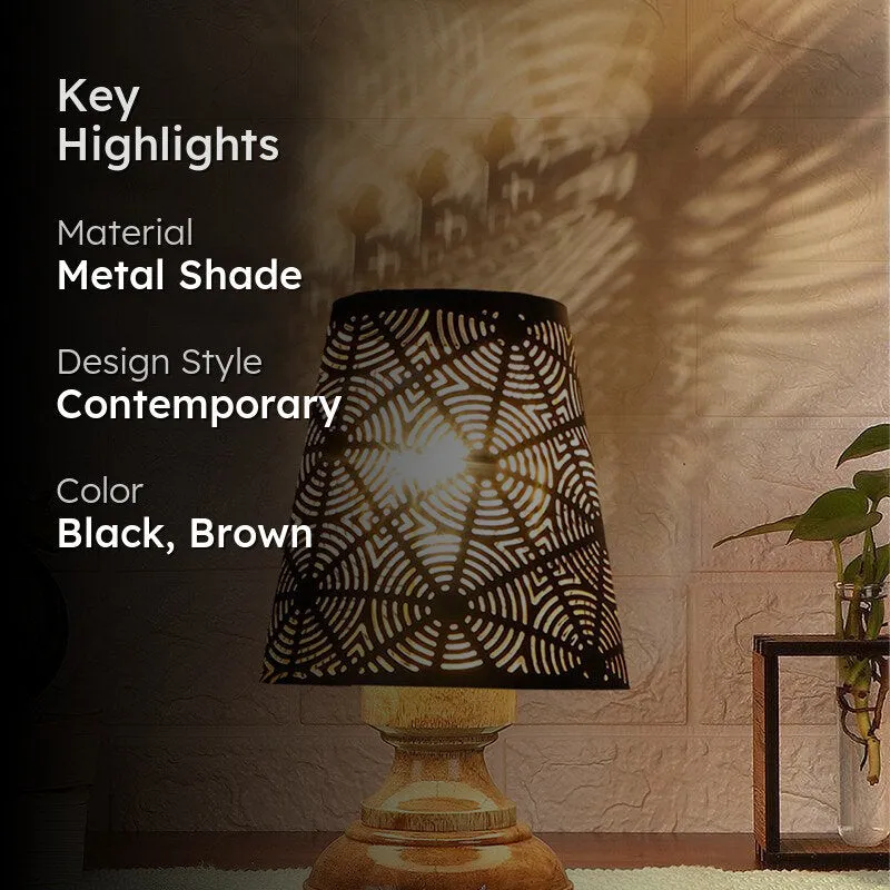 Harolda Etched Metal Table Lamp - Black,Brown media 2