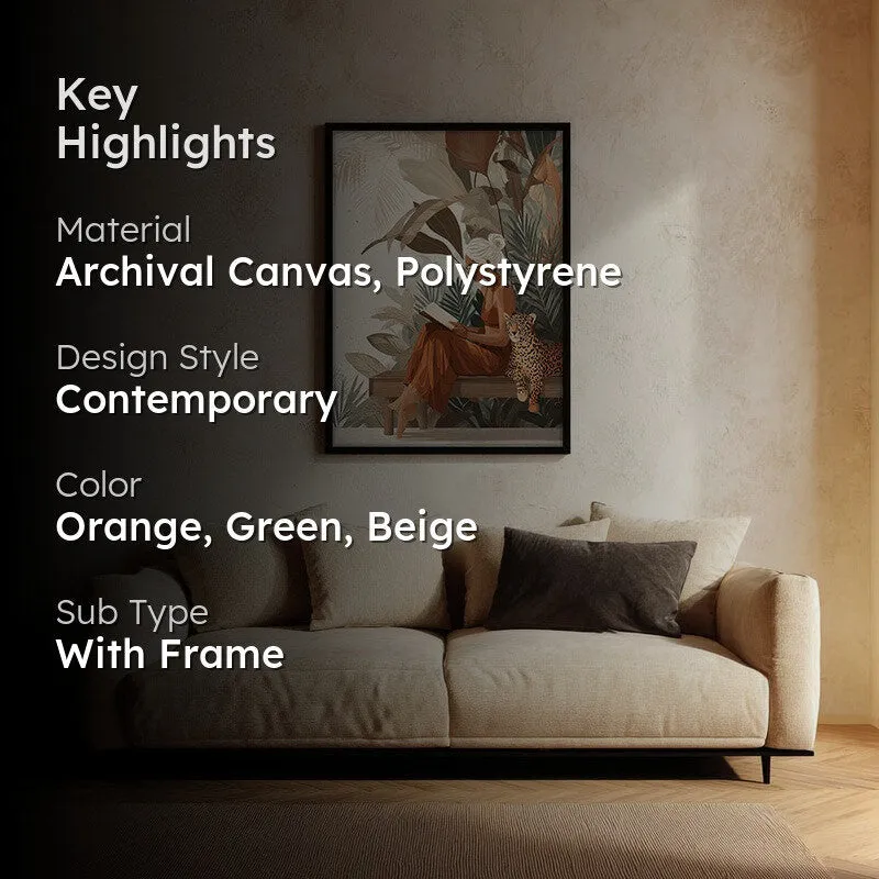 Wild Reading Canvas Wall Painting - Black Frame media 2