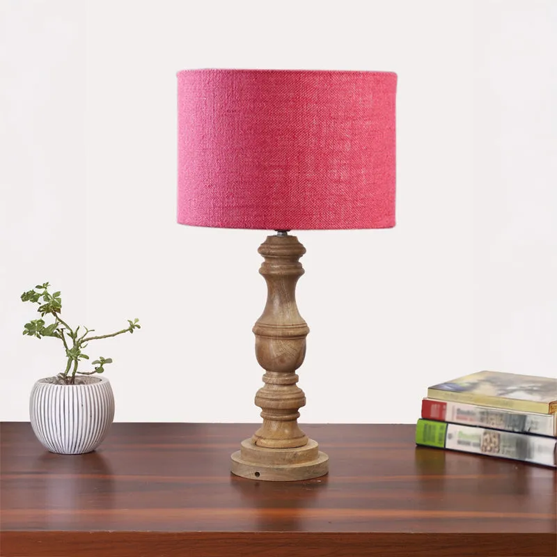 Sienna I Carve Wooden Table Lamp - Pink,Brown media 3