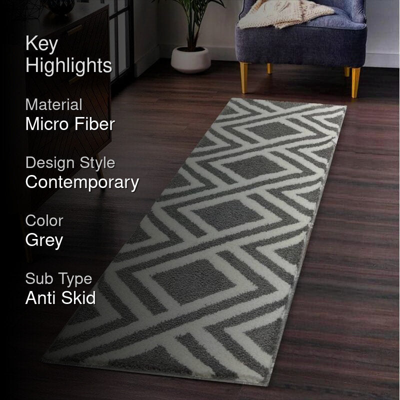 Luxe Plush Micro Fiber Runner Rug - grey media 2