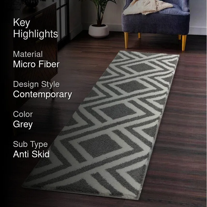 Luxe Plush Micro Fiber Runner Rug - grey media 2