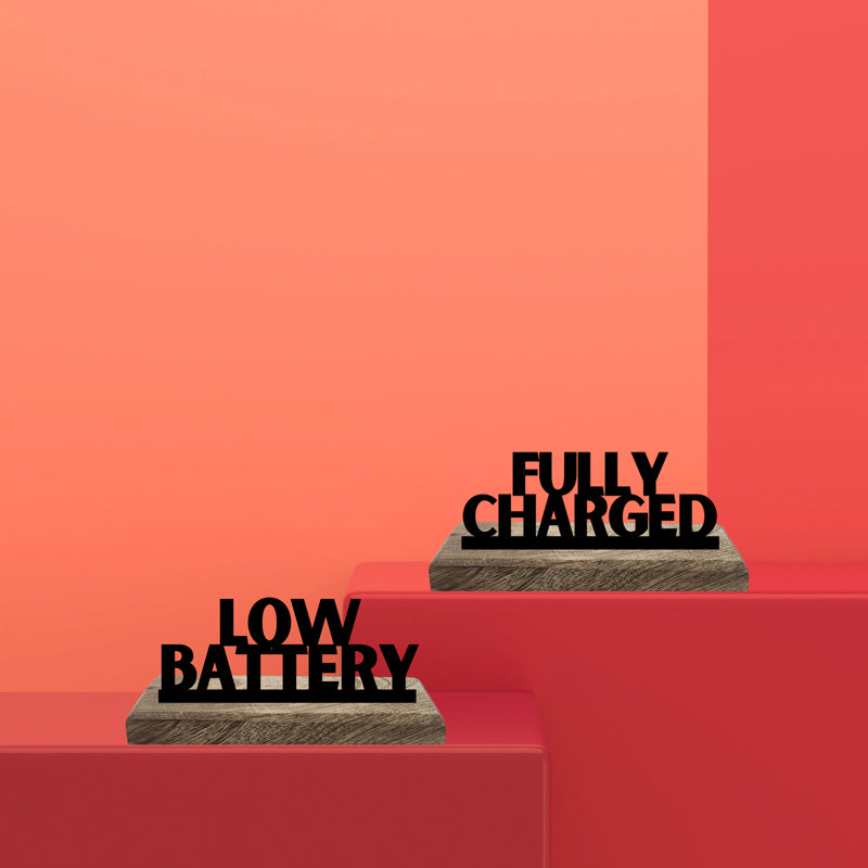 Low Battery Typography Showpiece - Set Of Two