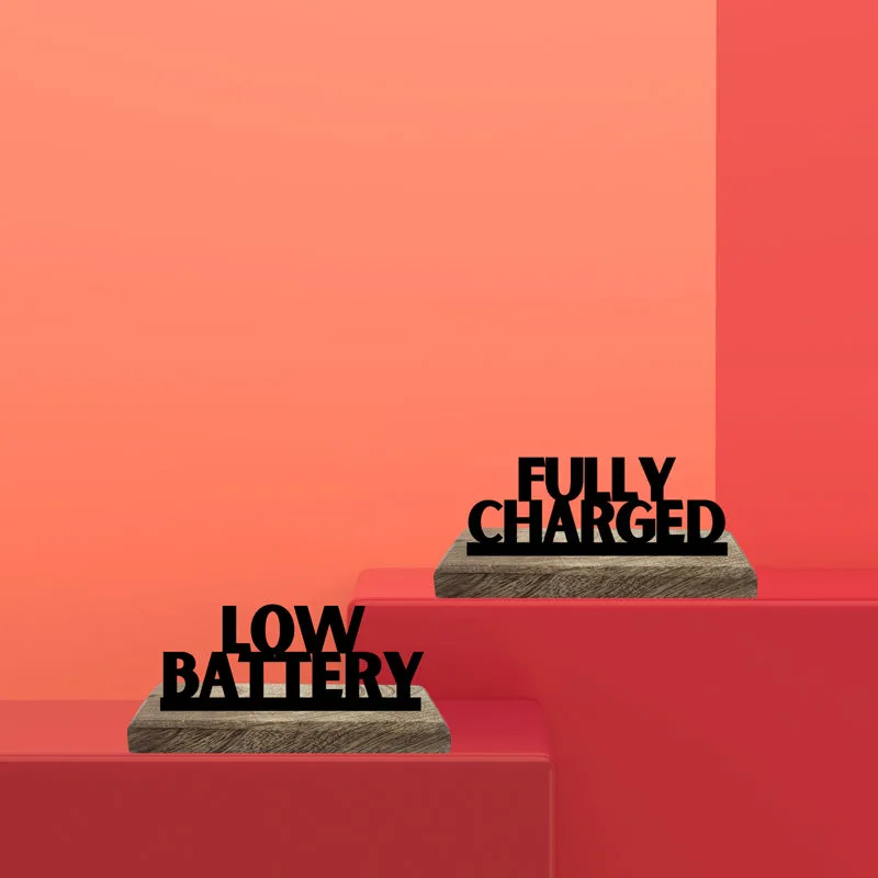 Low Battery Typography Showpiece - Set Of Two media 1