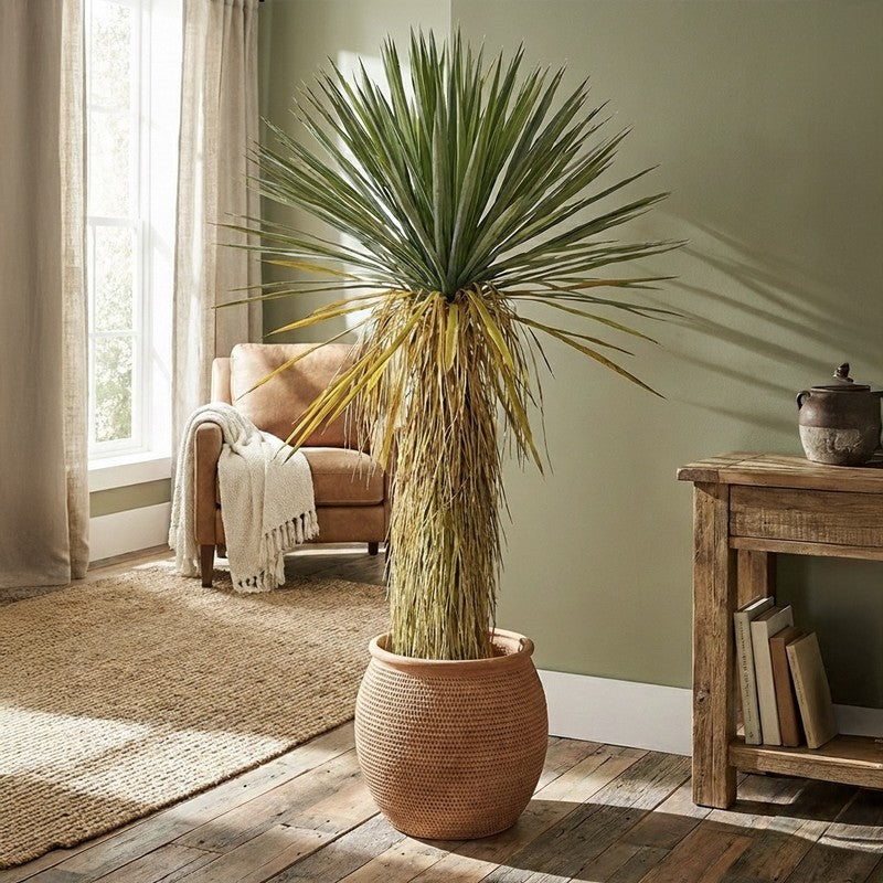 Sylvo Artificial Yucca Thompsonia Plant With Black Plastic Pot - 5.2 ft media 5