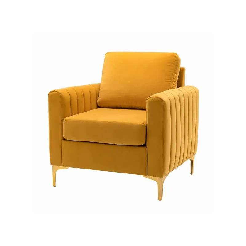 Baseo Neem Wood Accent Chair - Yellow media 3