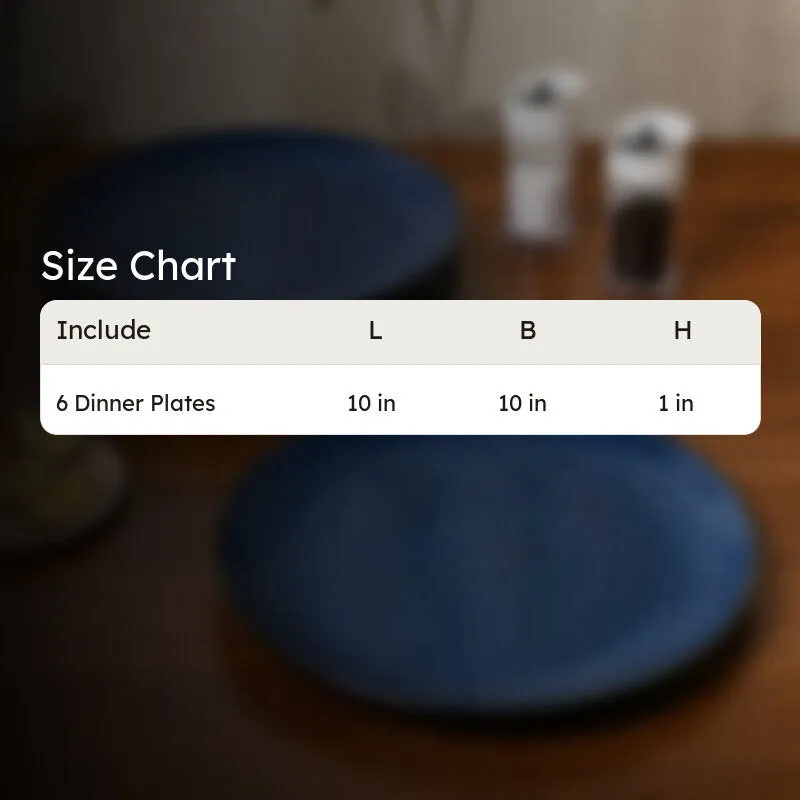 Ceramic Dinner Plates (Blue) - Set of Six media 6