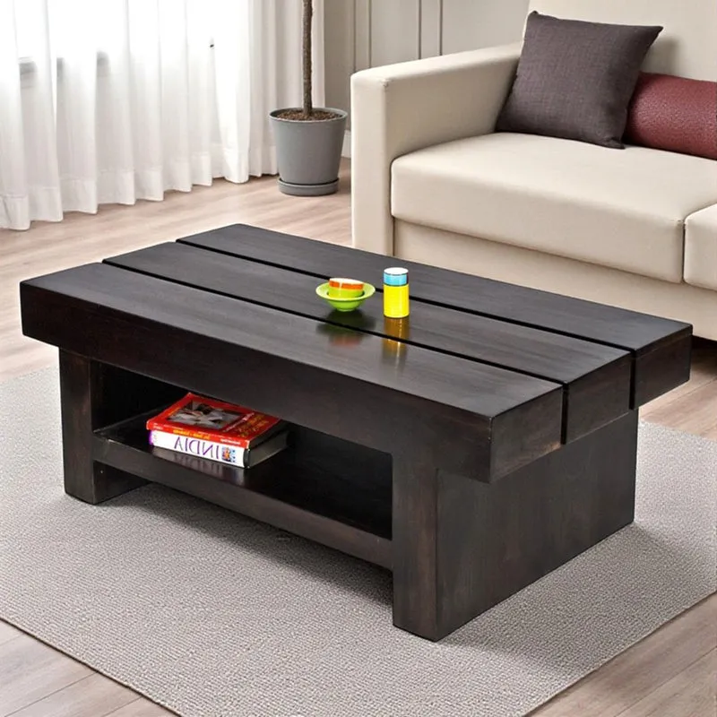 Cavero Sheesham Wooden Center Table - Black media 4