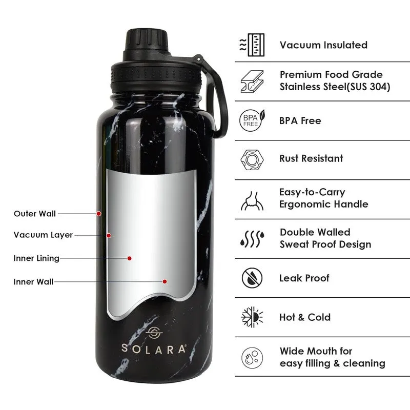 Solara Insulated Stainless Steel Bottle (1000 mL) - Black,White media 4