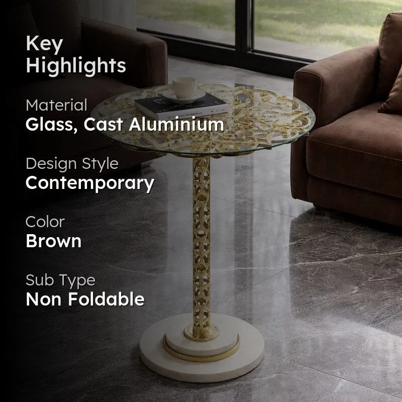 Oakly Glass,Cast Aluminium Side & Bedside Tables media 2