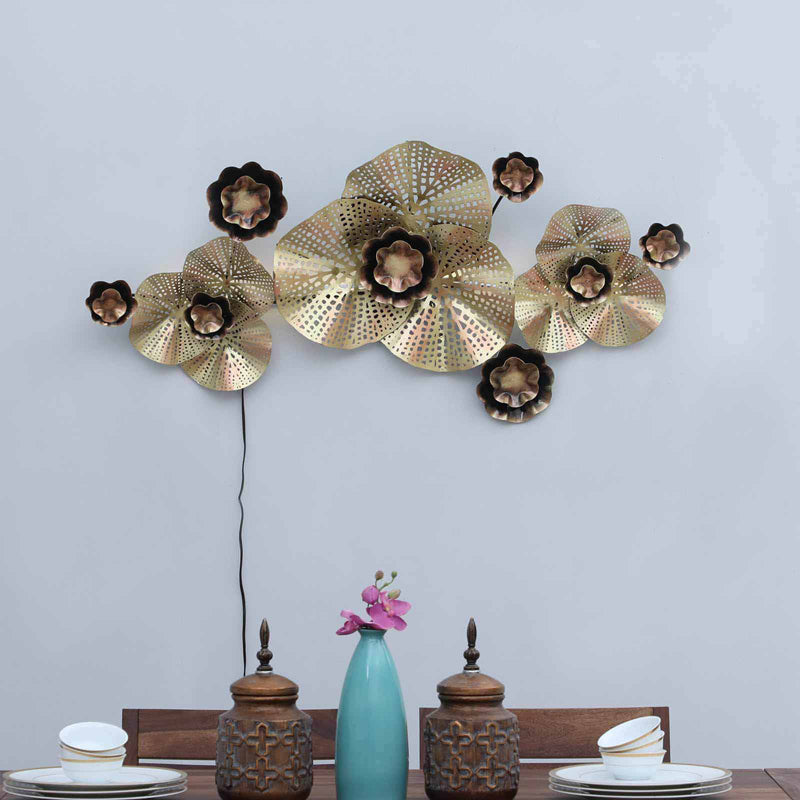 Golden Petals Iron Wall Accent