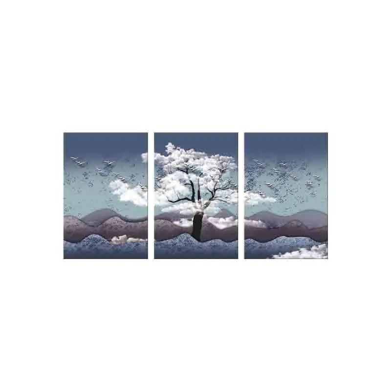 Tranquil Snowtree Poly Canvas Wall Art - Three Piece Set media 5
