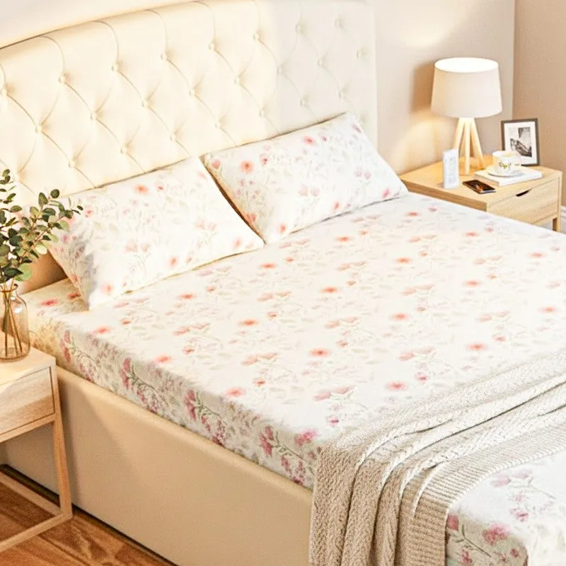 Harmony Floral Cotton Bedsheet (Maroon) - 180 TC media 3