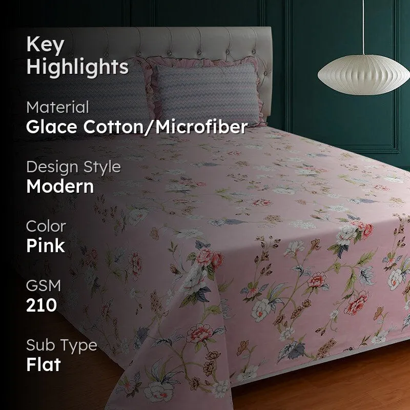 Indian Summer Floral Microfiber Bedsheet - 210 GSM media 2