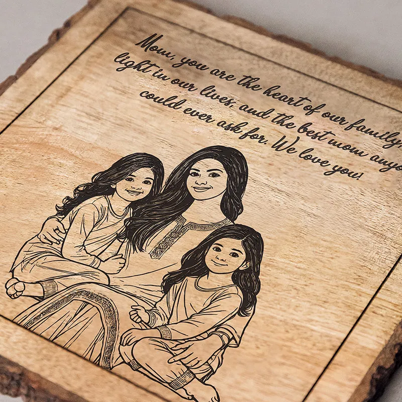 Mother Is The Heart Of Family Wood Showpiece - Square media 4