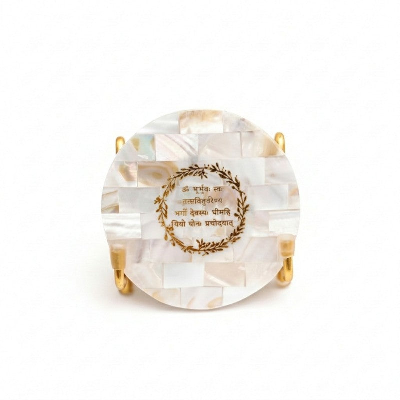 Nacre Gayatri Mantra Mother Of Pearl Showpiece media 4