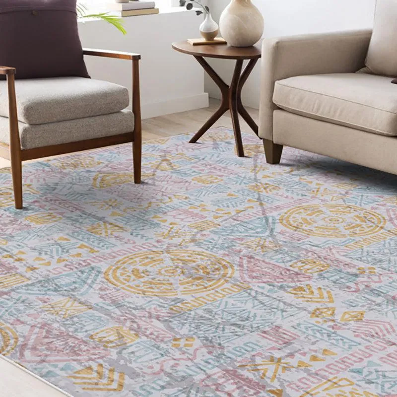 Gildor Abstract Polyester Anti-Skid Carpet - Grey & Yellow media 3