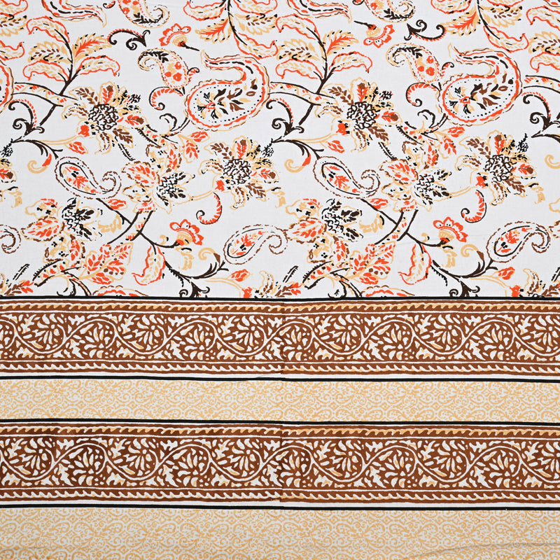 Floral Flush Cotton Bedsheet (Brown) - 200 TC media 5