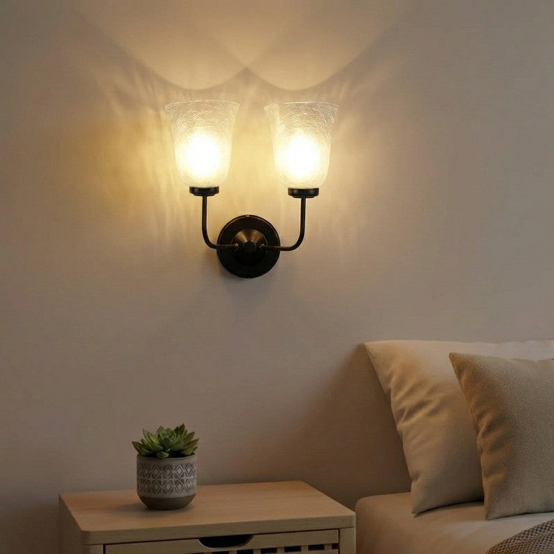 Crystal Bloom Dual Shade Glass Wall Lamp