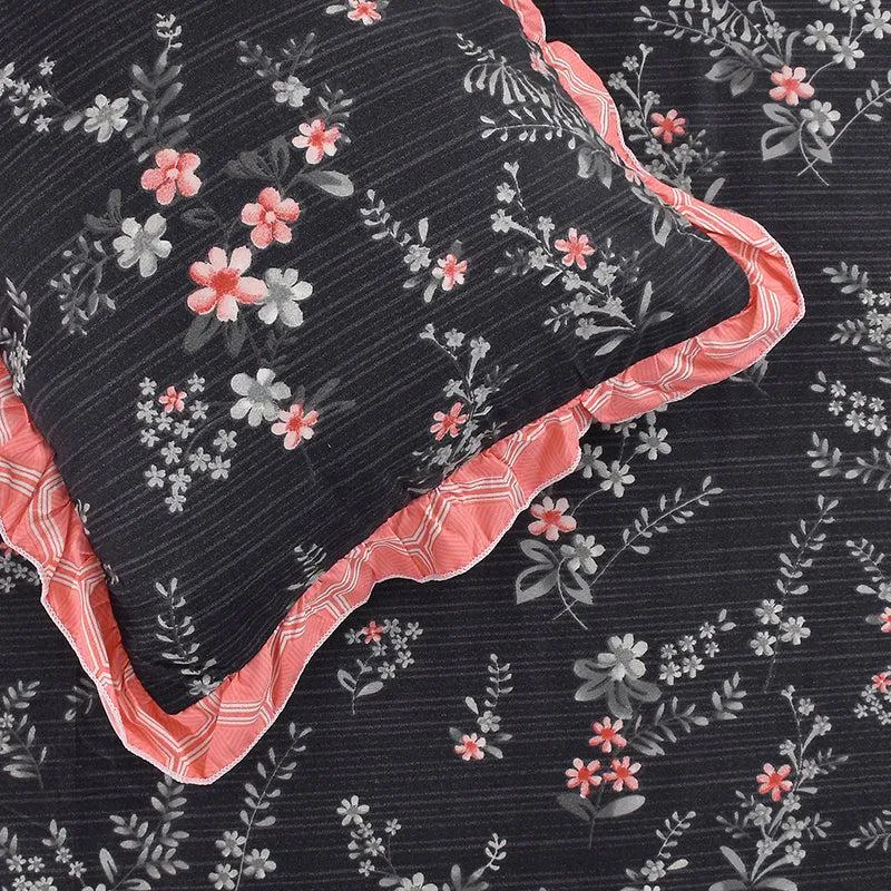 Indian Winter Floral Frilled Bedding Set - Five Piece Set media 5